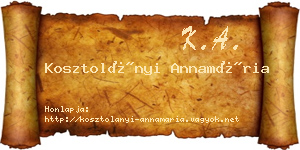 Kosztolányi Annamária névjegykártya