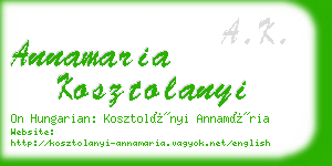 annamaria kosztolanyi business card